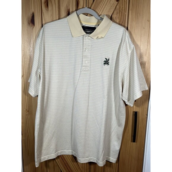 Arnold Palmer Laurel Valley Golf Country Club Men’s Yellow Striped Polo LG - Picture 1 of 8